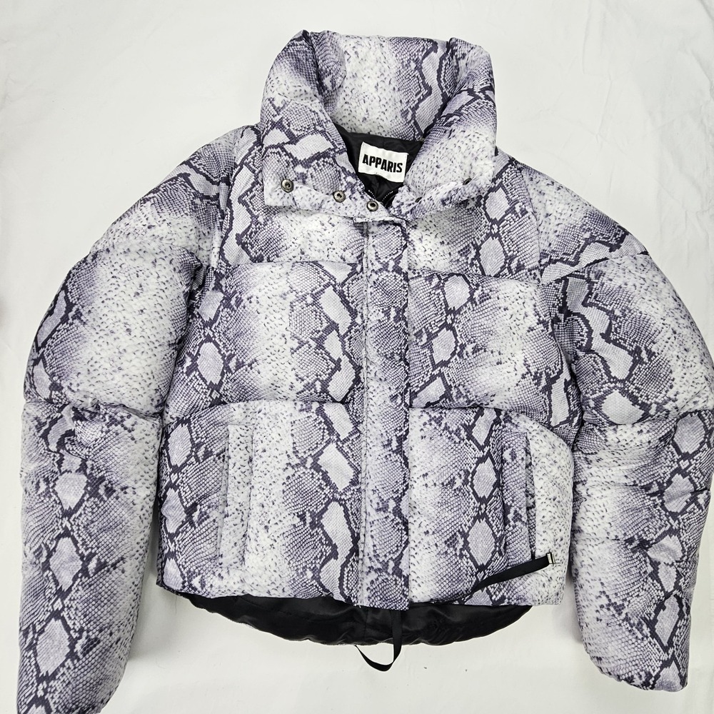 Apparis Jamie Puffer Jacket Lilac Python Print Trending Womens  Size XS Oversize